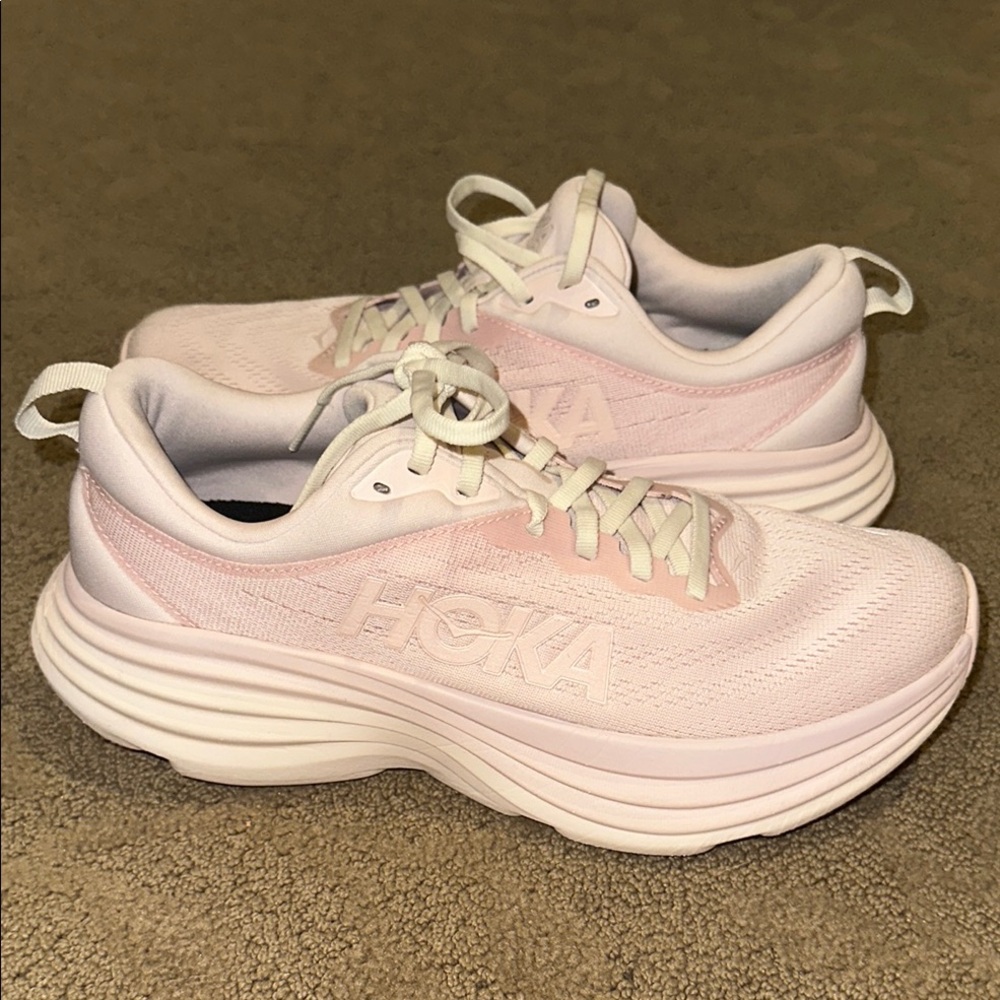 Hoka Biondi 8 Women's Soft Pink Athletic Shoes size 9 EUC